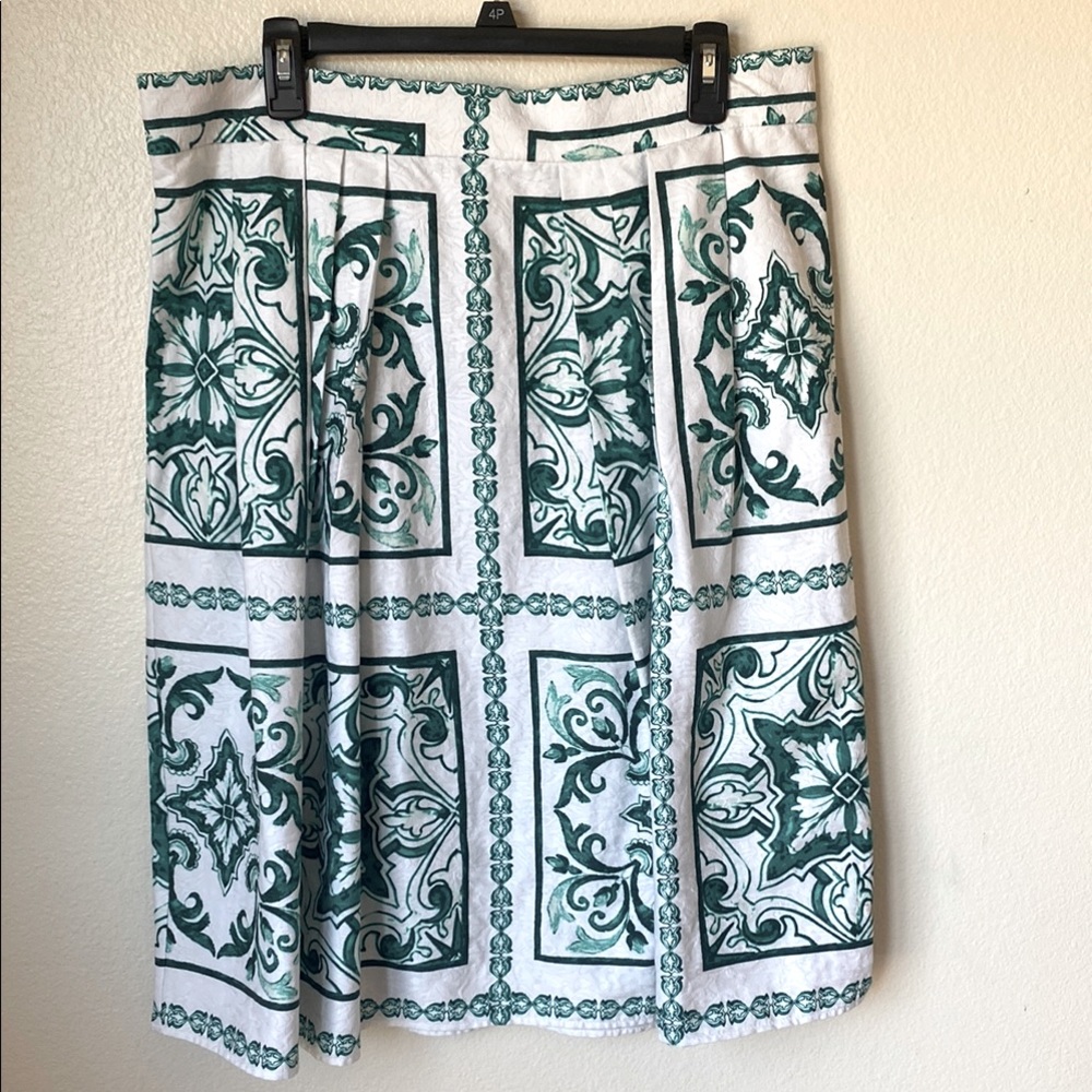 Eva Mendes Green Pleated Midi Skirt